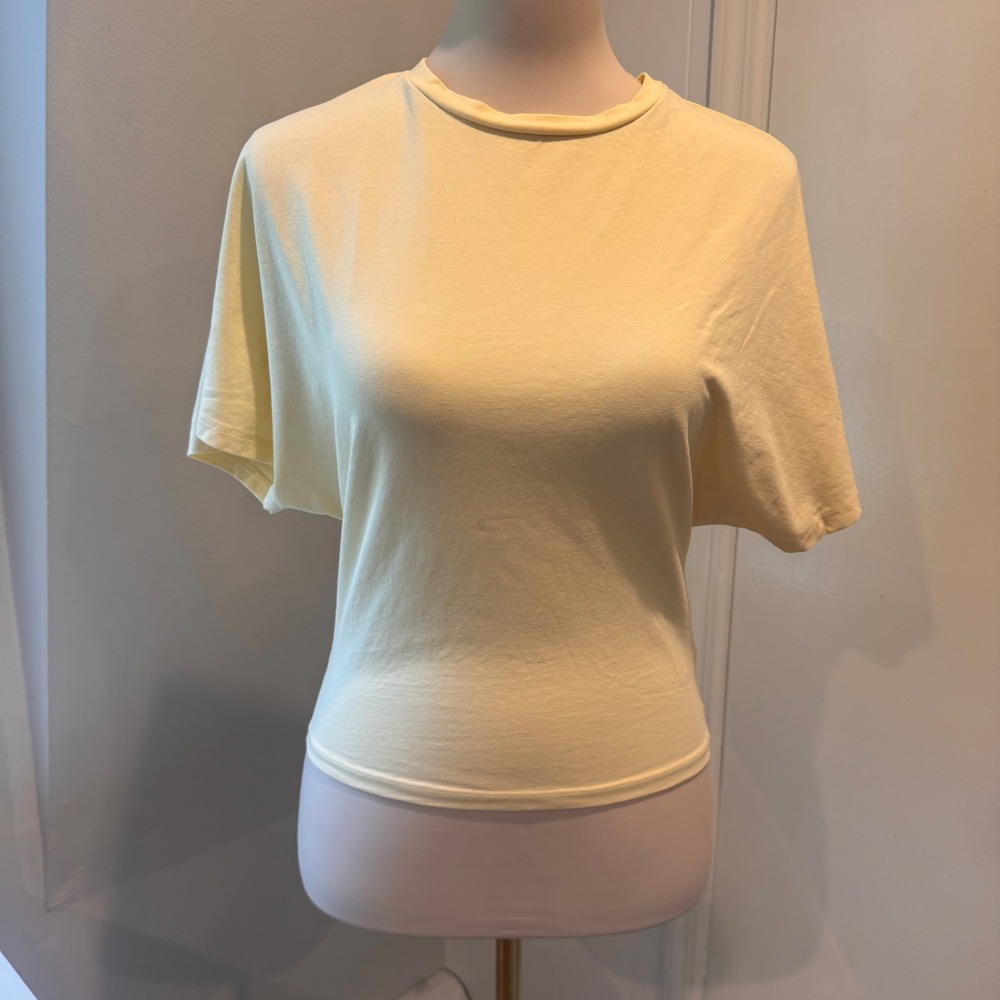 Cotton On Butter Yellow Soft Short Sleeve Flutter Tee Minimalist Basic | Size S